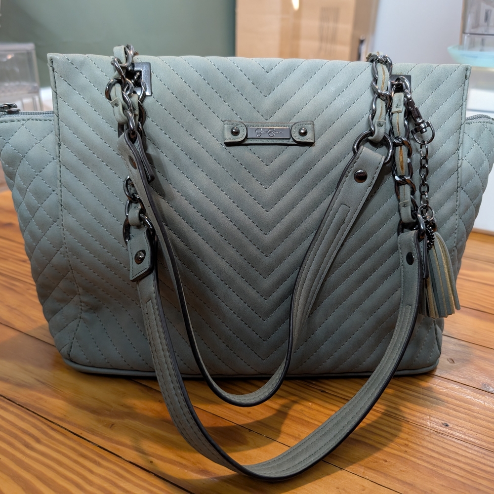 Stylish Gray Quilted Tote Bag